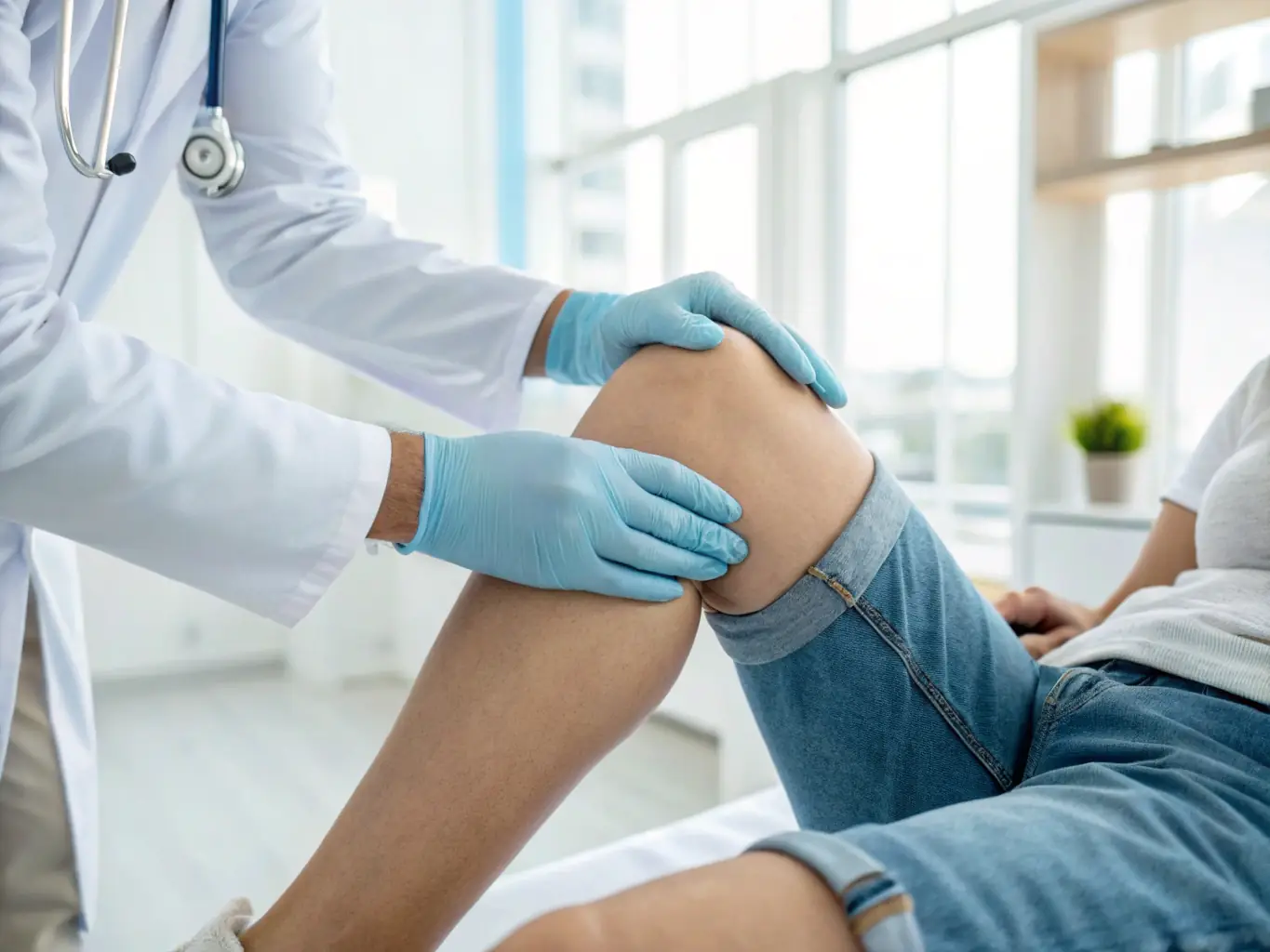 A close-up image of a doctor examining a patient's skin condition, showcasing the clinic's expertise in skin care and minor surgical procedures at Centro Medico Hispano.